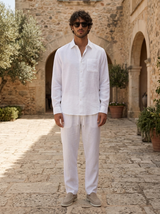 Men's Beige Linen Shirt and Pants Set