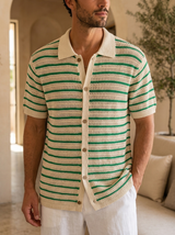 Men's Green and Cream Striped Knit