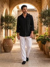 Men's Striped Cotton Long Sleeve Shirt