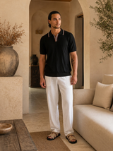 Men's Ribbed Knit Polo Shirt