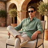 Men's Linen Long Sleeve Shirt and Pants Set - Resort