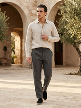 Men’s Linen Long Sleeve Shirt & Trousers Set