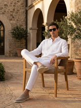 Men's Beige Linen Shirt and Pants Set