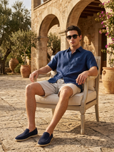 Men’s Linen Short Sleeve Shirt and Shorts Set
