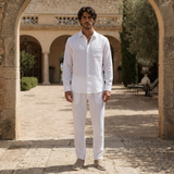 Men's Beige Linen Shirt and Pants Set