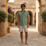 Men’s Linen Short Sleeve Shirt & Shorts Set
