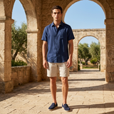 Men’s Linen Short Sleeve Shirt and Shorts Set