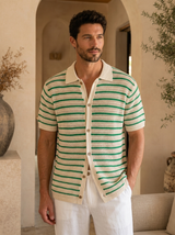 Men's Green and Cream Striped Knit