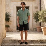 Men’s Linen Short Sleeve Shirt and Shorts Set