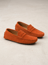 Men's Navy Suede Penny Driver Loafers