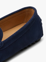 Men's Navy Suede Penny Driver Loafers