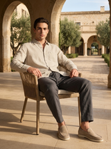 Men's Linen Long Sleeve Shirt and Pants Set