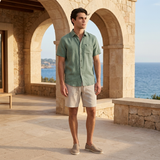 Men’s Linen Short Sleeve Shirt & Shorts Set