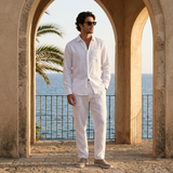 Men's Beige Linen Shirt and Pants Set