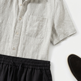 Men’s Linen Short Sleeve Shirt and Shorts Set