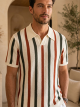 Men's Striped Knit Polo Shirt - Resort