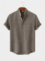 Men's Linen Short Sleeve Button-Up Shirt