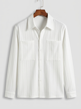 Men's Striped Cotton Long Sleeve Shirt