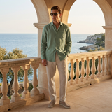 Men's Linen Long Sleeve Shirt and Pants Set - Resort