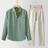 Men’s Linen Shirt and Pants Set – Sage