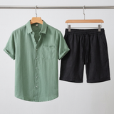 Men’s Linen Short Sleeve Shirt & Shorts Set