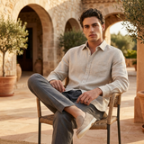 Men's Linen Long Sleeve Shirt and Pants Set