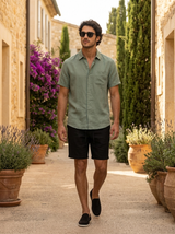 Men’s Linen Short Sleeve Shirt & Shorts Set