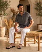 Men's Short Sleeve Linen Polo Shirt