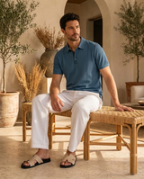 Men's Textured Cotton Polo Shirt