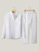 Men's Beige Linen Shirt and Pants Set