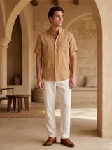 Men's Linen Short Sleeve Button-Up Shirt
