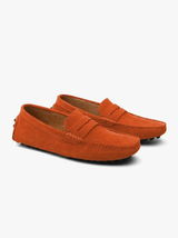 Men's Navy Suede Penny Driver Loafers
