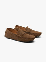 Men's Navy Suede Penny Driver Loafers