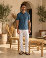 Men's Textured Cotton Polo Shirt
