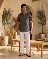 Men's Short Sleeve Linen Polo Shirt