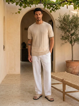 Men's Ribbed Short-Sleeve Knit Sweater