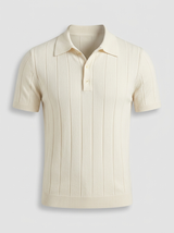 Men's Ribbed Knit Polo Shirt Short Sleeve