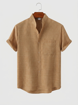 Men's Linen Short Sleeve Button-Up Shirt
