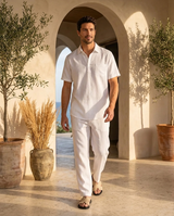 Men's Short Sleeve Linen Polo Shirt