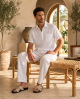 Men's Short Sleeve Linen Polo Shirt