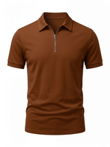 Men's Navy Cotton Zip Polo Shirt