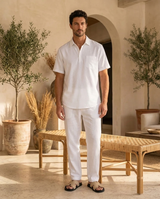 Men's Short Sleeve Linen Polo Shirt