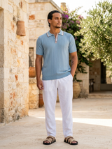 Men's Ribbed Knit Polo Shirt