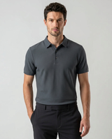Men's Textured Cotton Polo Shirt