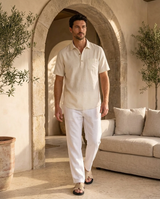 Men's Short Sleeve Linen Polo Shirt