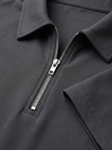 Men's Navy Cotton Zip Polo Shirt