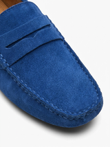 Men's Navy Suede Penny Driver Loafers