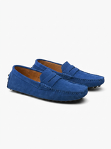 Men's Navy Suede Penny Driver Loafers