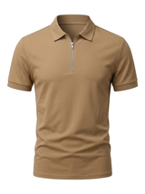 Men's Navy Cotton Zip Polo Shirt