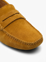 Men's Navy Suede Penny Driver Loafers